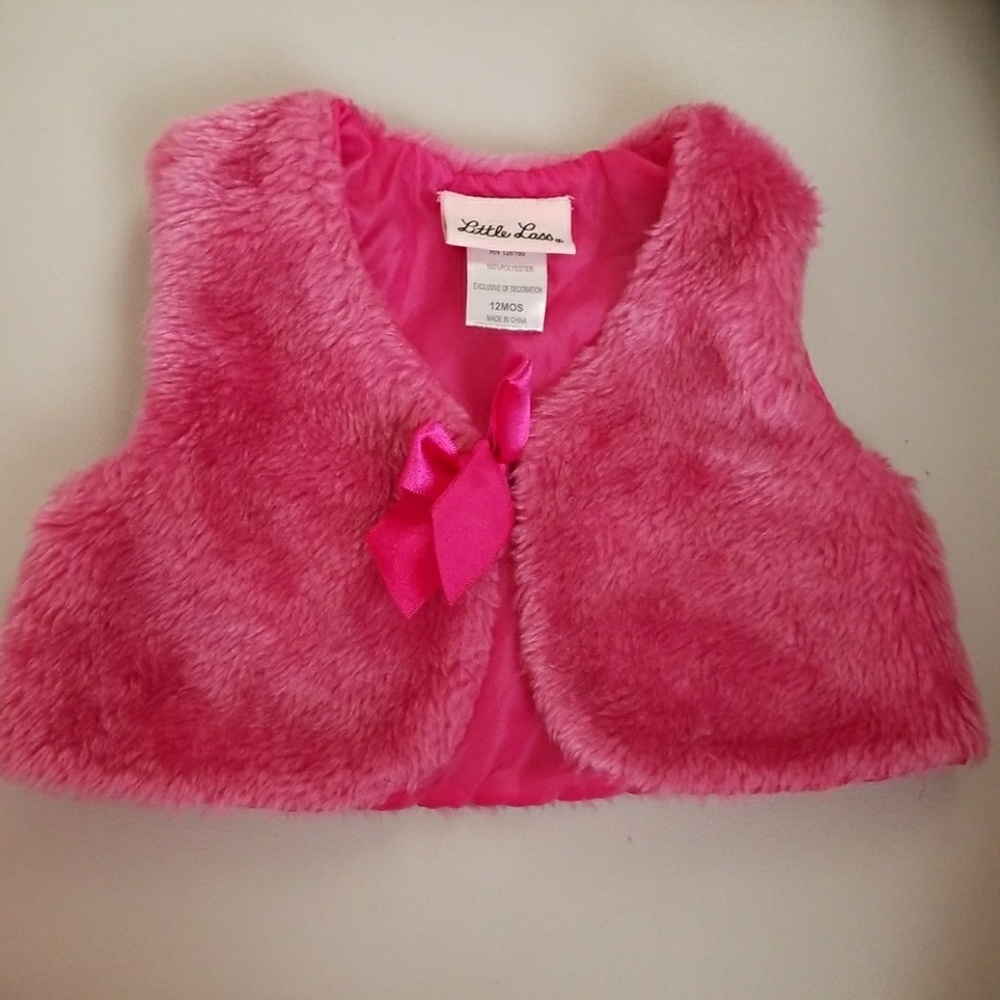 Faux fur vests baby girls size 12 months